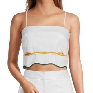 NWT Antonio Melani x The Nat Note White Silvie Scallop Top 
Sz 14